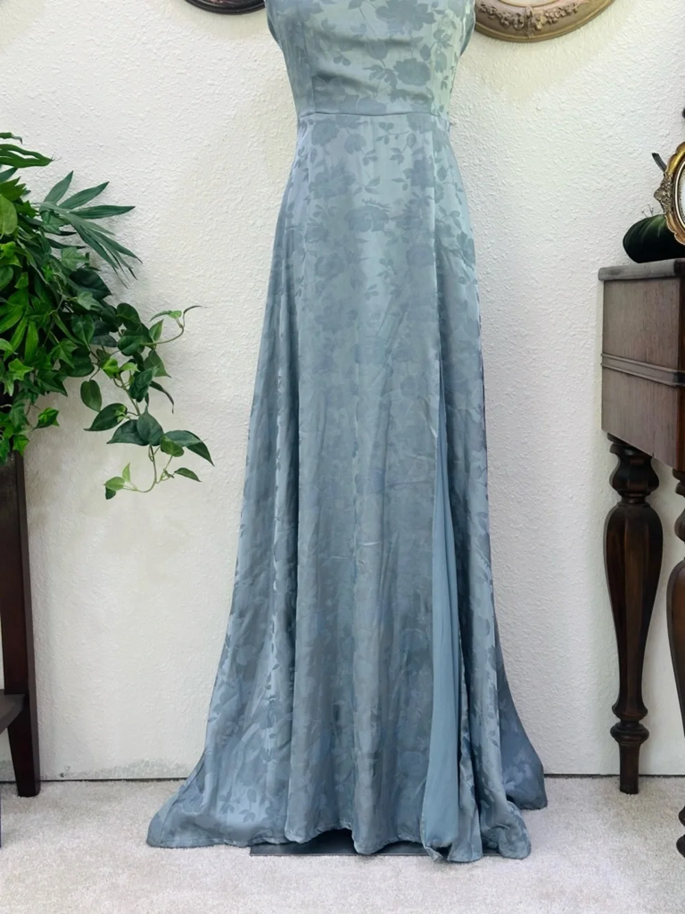 Lulus Sage Blue Strapless Formal Dress - Picture 3 of 8